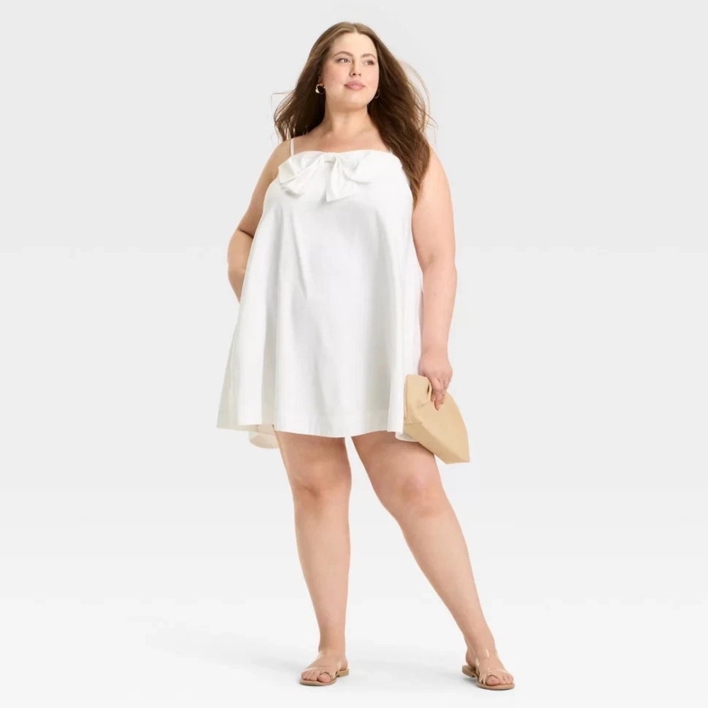 NWT White Bow Shift Dress Size XXL